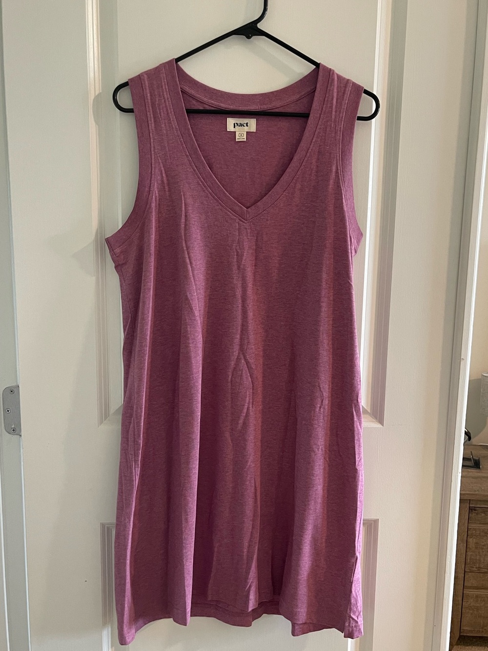 Pact Women's V-Neck Sleeveless Dress 100% Organic Cotton - Mauve/Size Medium